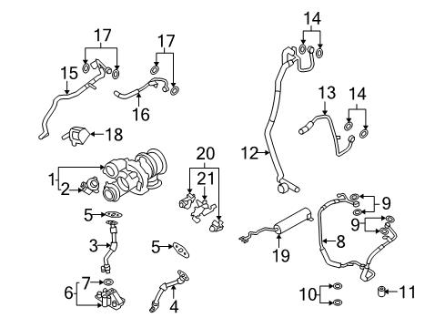 2010 BMW X6 Turbocharger Engine Coolant Hose Right Diagram for 11537591223