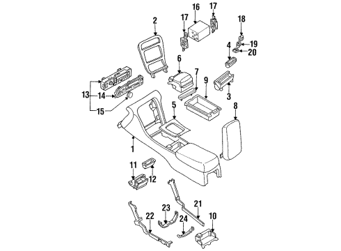 1994 Infiniti J30 Center Console Cup Holder Assembly Diagram for 68430-10Y21