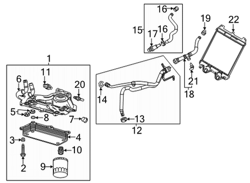 2021 Chevrolet Corvette Oil Cooler Cooler Core Seal Diagram for 12698626