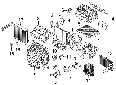 2021 Ford Explorer A/C & Heater Control Units Heater Core Diagram for L1MZ-18476-BB