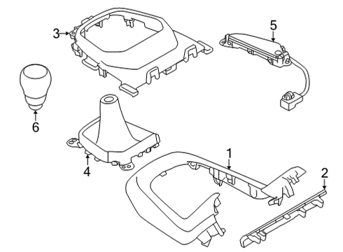 2022 Toyota GR86 Shifter Trim Shift Knob Diagram for SU003-08880