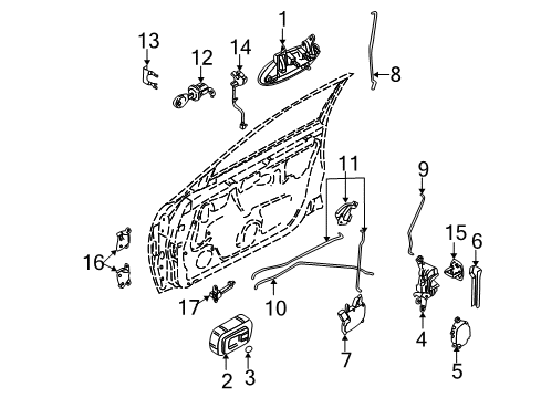 2004 Nissan Altima Front Door Rod Assy-Outside Handle, LH Diagram for 80609-8J000