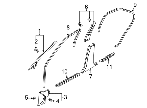 2006 Nissan Altima Interior Trim - Pillars, Rocker & Floor GARNISH Assembly-Front Pillar, LH Diagram for 76912-3Z600