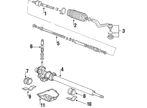 1988 Acura Legend P/S Pump & Hoses, Steering Gear & Linkage Pinion, Steering (Driver Side) Diagram for 53622-SG0-A52