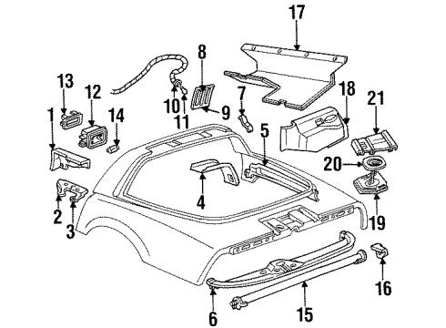 1991 Chevrolet Corvette Cargo Lamps, Interior Trim Quarter Trim Diagram for 10282934