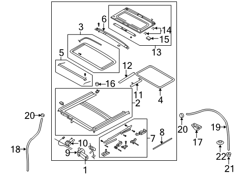 2008 Chevrolet Aveo Sunroof Cable Asm, Sun Roof Actuator Diagram for 96404830