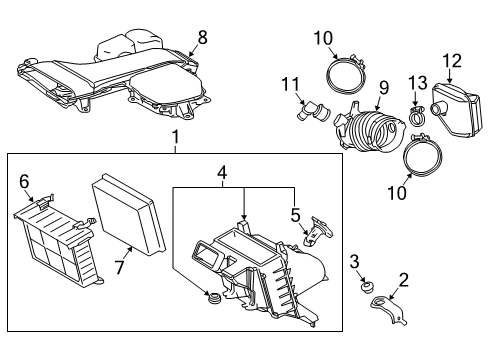 2021 Lexus RX450hL Filters Inlet Assy, Air Cleaner Diagram for 17750-31050