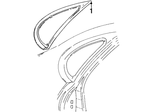 1997 Ford Taurus Quarter Panel - Glass & Hardware Quarter Glass Diagram for YF1Z-5429711-AA