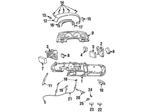 1999 Oldsmobile Aurora Instrument Panel Module Asm-P/S Control Diagram for 16253643