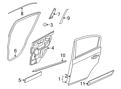 2011 Nissan Sentra Rear Door & Components, Exterior Trim Regulator Assy-Door Window, LH Diagram for 82721-ET000