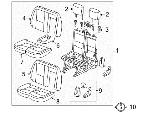 2018 Ram ProMaster 1500 Front Seat Components Front Seat Armrest Diagram for 68236747AA