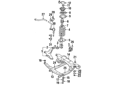 1993 Dodge Stealth Front Suspension Components, Lower Control Arm, Stabilizer Bar Arm Diagram for MB912277