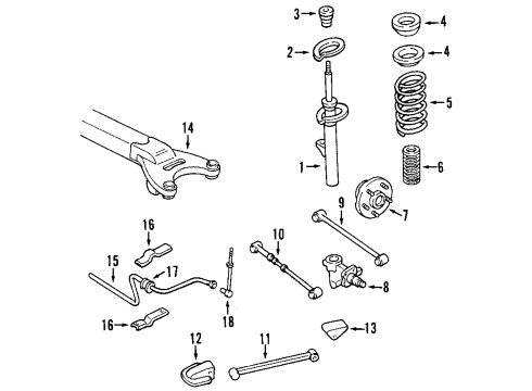 2001 Chrysler Concorde Rear Suspension Components, Stabilizer Bar, Trailing Arm Hub Bearing Diagram for 4779011