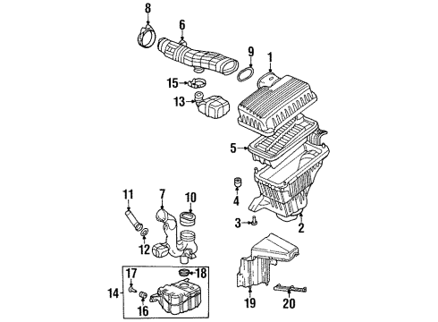 1996 Honda Accord Air Intake Cover, Air Cleaner Diagram for 17211-P0G-A01