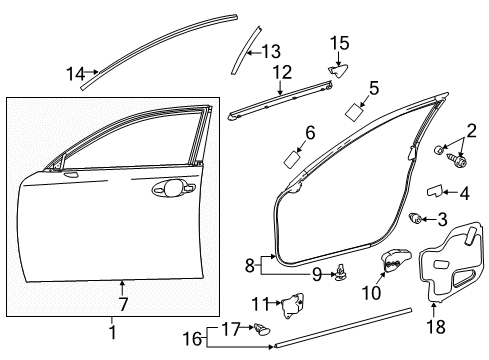 2019 Lexus IS350 Front Door Panel, Front Door, Outer Diagram for 67112-53040