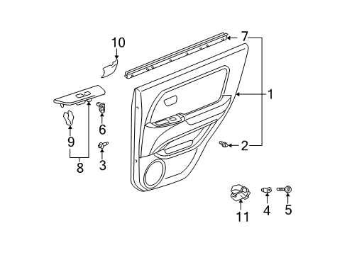 1999 Lexus RX300 Rear Door Panel Assy, Rear Door Armrest Base, LH Diagram for 74280-48040