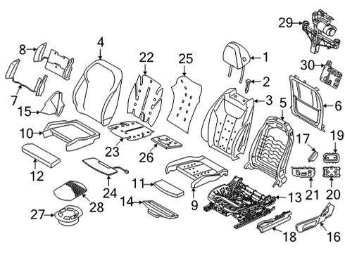 2022 BMW M440i Passenger Seat Components SEAT ADJUSTMENT SWITCH, RIGH Diagram for 61316826026