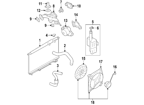 2007 Hyundai Azera Cooling System, Radiator, Water Pump, Cooling Fan Blower Assembly Diagram for 25380-3L280