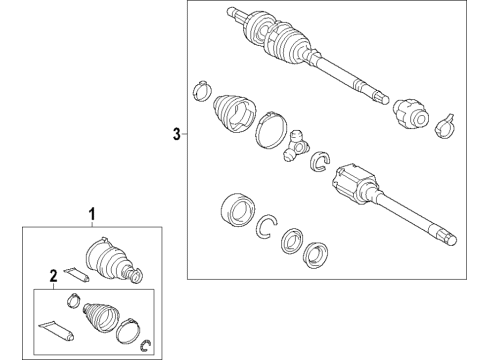 2021 Toyota Highlander Axle Shafts & Joints, Differential, Drive Axles, Propeller Shaft Boot Kit Diagram for 04427-07091