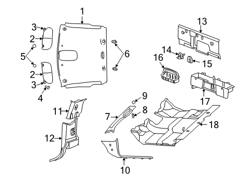 2005 Dodge Ram 1500 Interior Trim - Cab Panel-B Pillar Diagram for 5HA58XDVAF