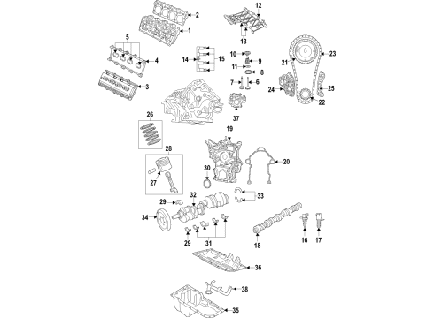 2021 Jeep Wrangler Engine Parts, Mounts, Cylinder Head & Valves, Camshaft & Timing, Oil Pan, Oil Pump, Crankshaft & Bearings, Pistons, Rings & Bearings, Variable Valve Timing Ring Set-Piston Diagram for 68092206AA