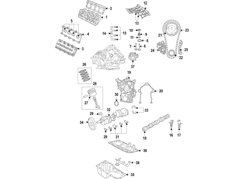 2021 Jeep Wrangler Engine Parts, Mounts, Cylinder Head & Valves, Camshaft & Timing, Oil Pan, Oil Pump, Crankshaft & Bearings, Pistons, Rings & Bearings, Variable Valve Timing Engine Oil Diagram for 53011194AF