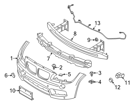 2013 BMW X1 Parking Aid Set Of Cap Covers, Primed Diagram for 51118049933