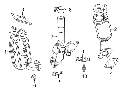 2013 Dodge Journey Exhaust Manifold Exhaust And Catalytic Converter Diagram for 68036154AJ