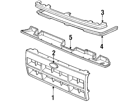 1989 Ford Bronco II Grille & Components Air Deflector Diagram for F2TZ-8310-A