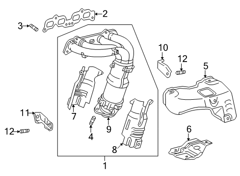 1998 Toyota RAV4 Exhaust Manifold Heat Shield Diagram for 25587-74070