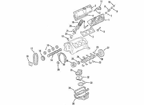 1997 Chevrolet Malibu Engine Parts, Mounts, Cylinder Head & Valves, Camshaft & Timing, Oil Pan, Oil Pump, Balance Shafts, Crankshaft & Bearings, Pistons, Rings & Bearings Indicator Asm-Oil Level Diagram for 24574970