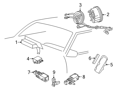 2007 Ford Mustang Air Bag Components Clock Spring Diagram for 6R3Z-14A664-AA