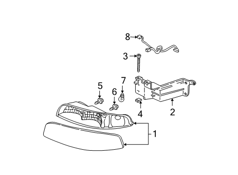 1999 Buick Park Avenue Headlamps Bolt/Screw-Headlamp Diagram for 25641756