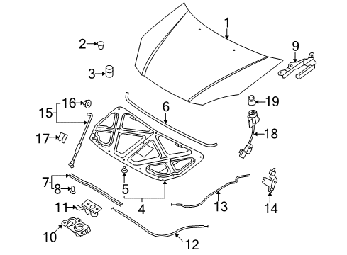 2009 Kia Rio Hood & Components Handle Assembly-Hood Latch Diagram for 811801G000