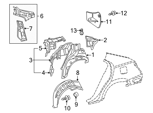 2011 Lexus HS250h Inner Structure - Quarter Panel Liner, Rear Wheel House, LH Diagram for 65638-75010