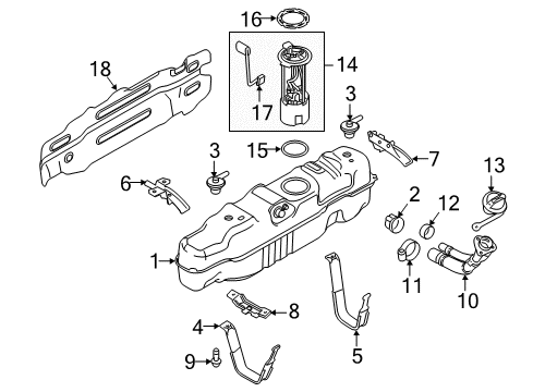 2015 Ford F-250 Super Duty Fuel Supply Tank Strap Rear Mount Diagram for BC3Z-9071-C
