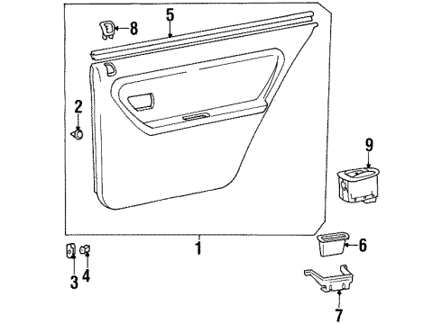 1998 Hyundai Sonata Rear Door Support-Rear Door Pull Handle Mounting Diagram for 83717-35000