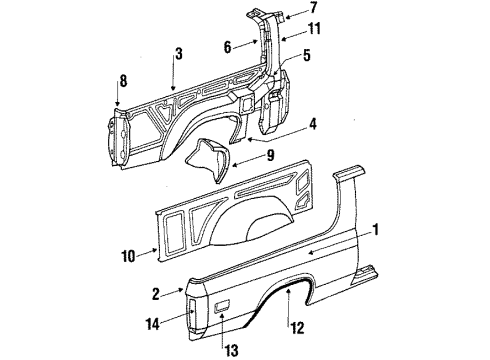 1984 Dodge Rampage Tail Lamps, Side Marker Lamps, Pick Up Body Bulb Diagram for L00002057A