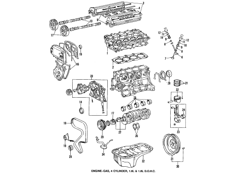 1996 Toyota Corolla Engine Parts, Mounts, Cylinder Head & Valves, Camshaft & Timing, Oil Pan, Oil Pump, Crankshaft & Bearings, Pistons, Rings & Bearings Side Mount Diagram for 12372-02060