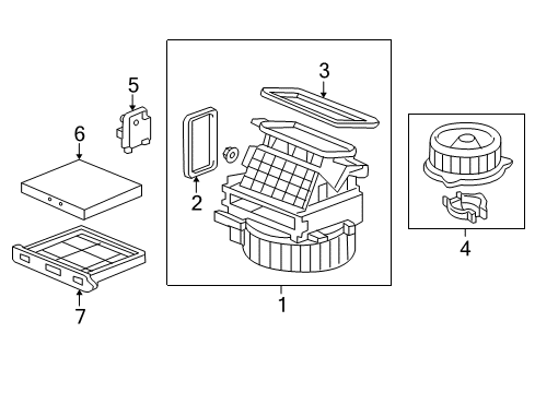 2007 Honda Ridgeline Blower Motor & Fan Motor Assembly, Fan Diagram for 79310-SJC-A02