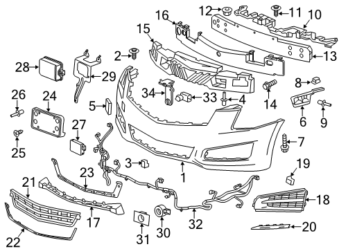 2013 Cadillac ATS Automatic Temperature Controls Horn Bolt Diagram for 11609540