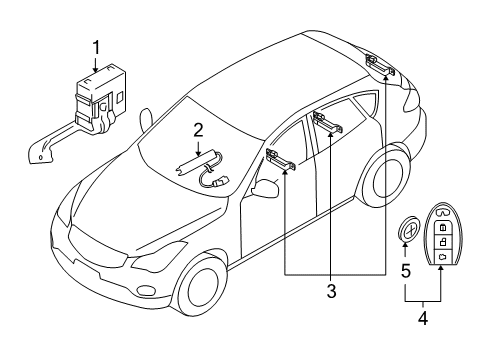 2010 Infiniti FX50 Electrical Components Switch Assembly - Smart KEYLESS Diagram for 285E3-1BA7A
