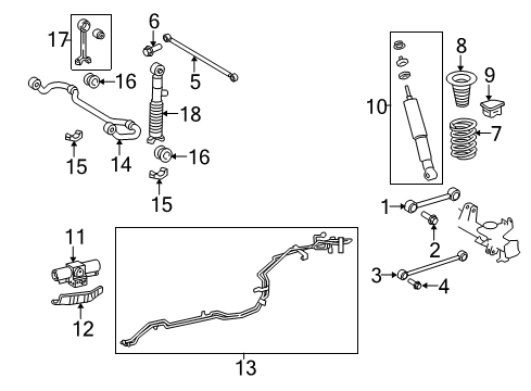 2021 Toyota 4Runner Suspension Components, Lower Control Arm, Upper Control Arm, Ride Control, Stabilizer Bar Rod Assembly, Lateral Control Diagram for 48740-60160