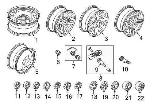 2017 Ford F-350 Super Duty Wheels Wheel Nut Diagram for 5C3Z-1012-AA