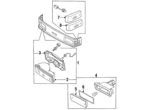 1987 Nissan Van Headlamp Components, Side Marker & Signal Lamps Passenger Side Headlamp Assembly Diagram for B6010-17C00