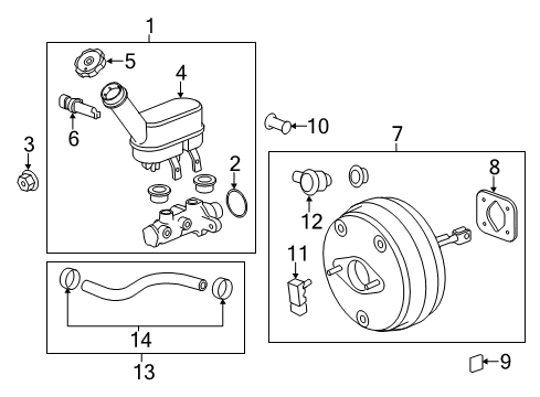 2008 GMC Acadia Hydraulic System Master Cylinder Diagram for 25805646