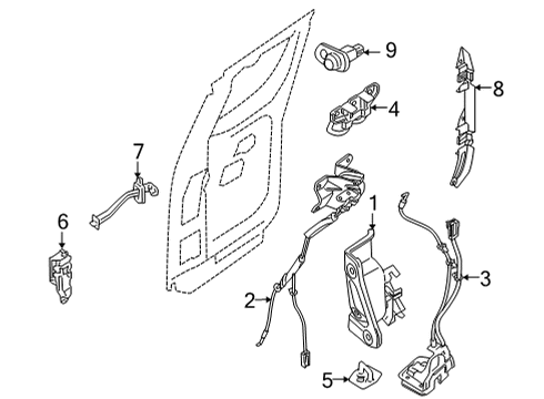 2022 Nissan Frontier Lock & Hardware HANDLE ASSY-OUTSIDE, REAR DOOR LH Diagram for 82607-9BU1A