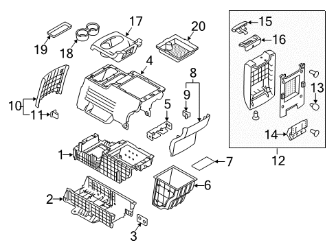 2013 Ford Flex Rear Console Front Panel Diagram for BA8Z-7404567-AA