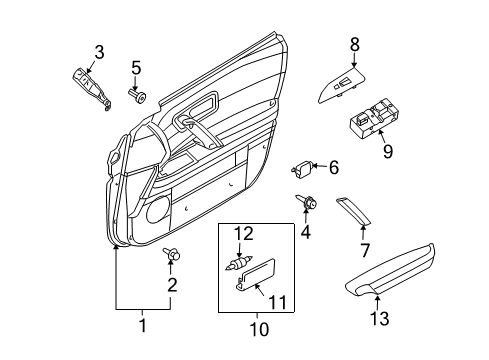 2008 Infiniti FX35 Front Door Front Door Armrest, Right Diagram for 80940-CL70C