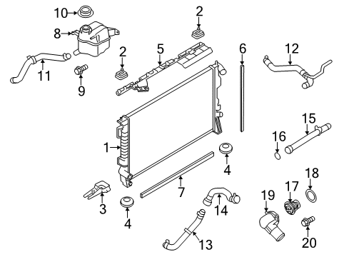 2015 Ford Flex Radiator & Components Upper Hose Diagram for AA5Z-8260-B